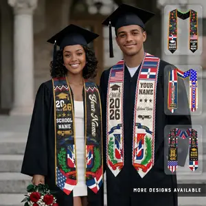 Custom Dominican Republic Graduation Stole Personalized Name School Class of 2026 USA Flag Cultural Graduation Sash