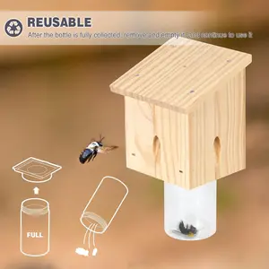 Carpenter Bee Trap for Outside - Pentroof Style Nature Hanging Wood Carpenter Bee Traps Outdoor - Best Bee Trap - Insect Traps with Removable Vault (1 Pack)