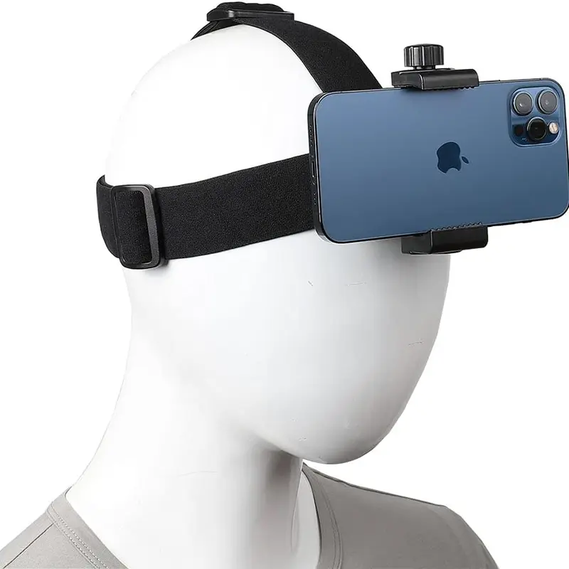 Head-Mounted Mobile Phone Holder,First-Person View Video Outdoor Live Shooting Bracket with Phone Clip(4"-7") for iPhone Samsung Smartphones and GoPro Insta360 Sony DJI Action Camera Head Mount Strap