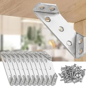 Furniture corner connector, universal L-shaped bracket, suitable for wood, metal corner bracket, L-shaped bracket, applicable to shelves, tables, cabinets, drawers, etc., wood corner bracket