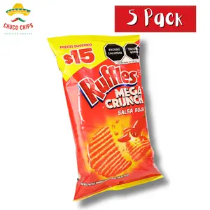 Ruffles Mega Crunch Salsa Roja | 5 Pack of Chips | Authentic Mexican Snack | Spicy Crunchy Snack | Authentic Mexican Chips & Snacks by Chuco Chips