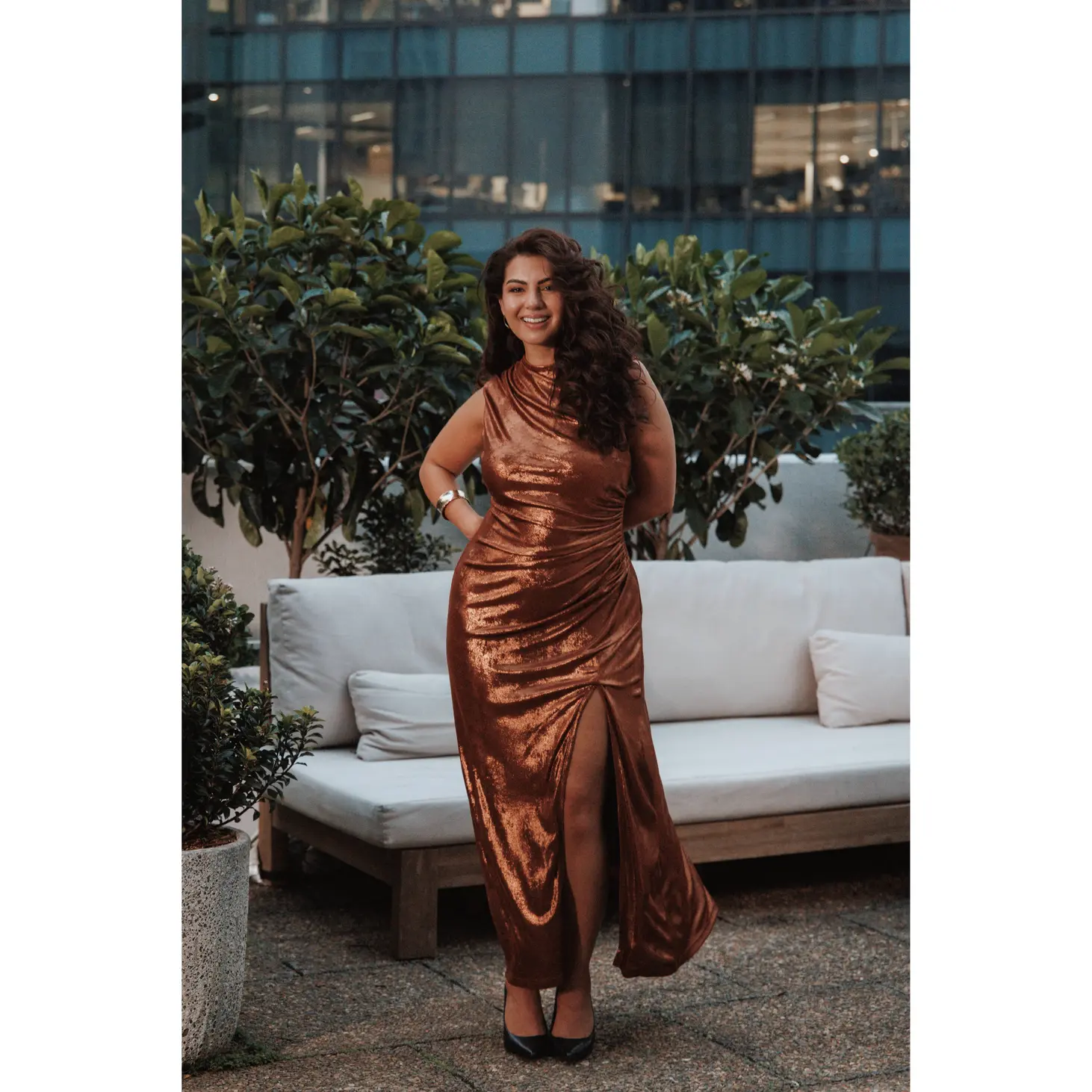 Emerie Sleeveless Metallic Maxi - Bronze
