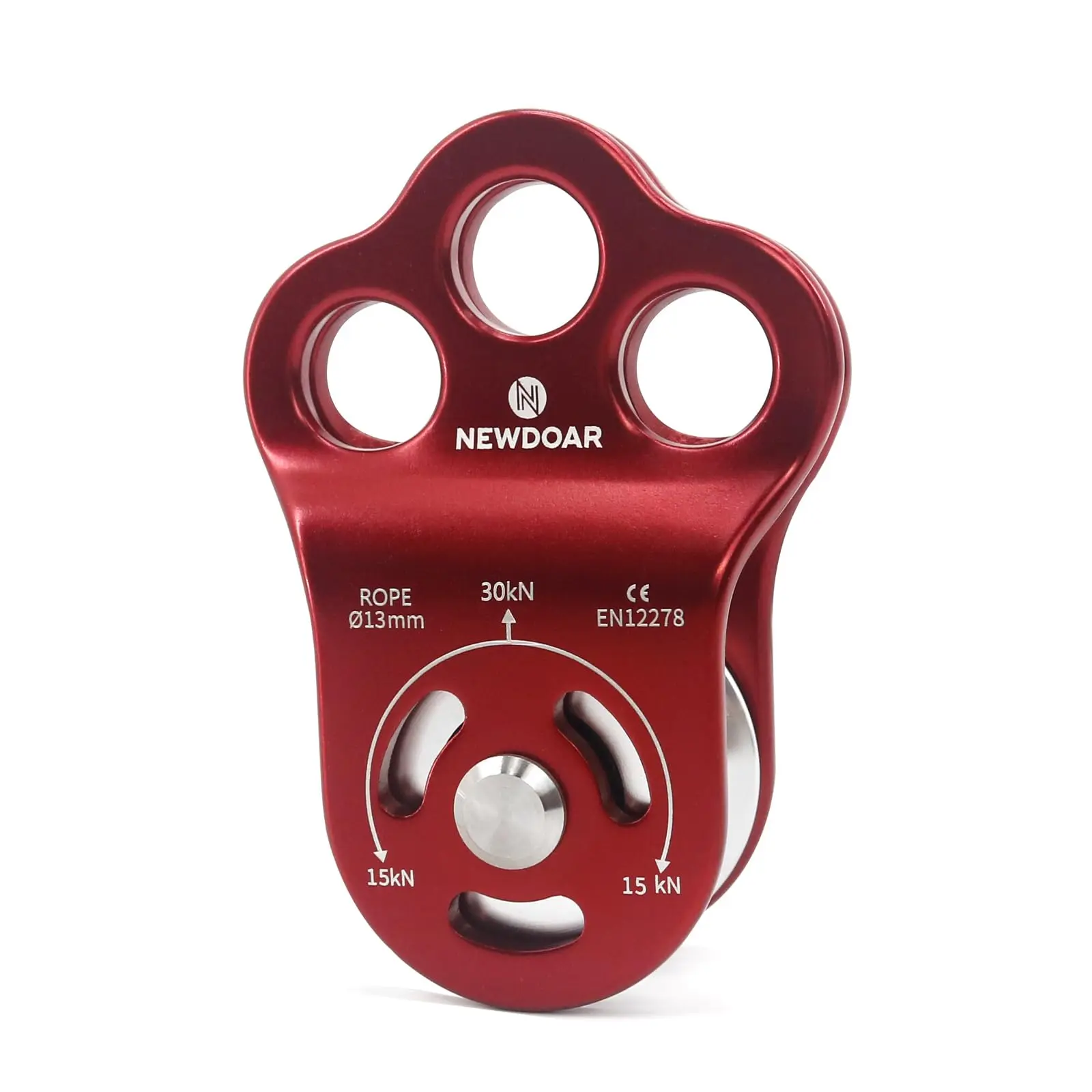 NEWDOAR Compact 3-Hole Climbing Pulley, Light 30kN Micro Pulley with Ball Bearings for Yoga Hammock Setups and Rescue
