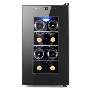 Yeego 8 Bottles Wine Fridge - 40-65℉ Wine Refrigerator with Thermoelectric Energy Cooling & 38dB Quiet, Freestanding,Countertop Wine Cooler with Glass Door for Apartment Office RVs, 25L(0.88 cu.ft)