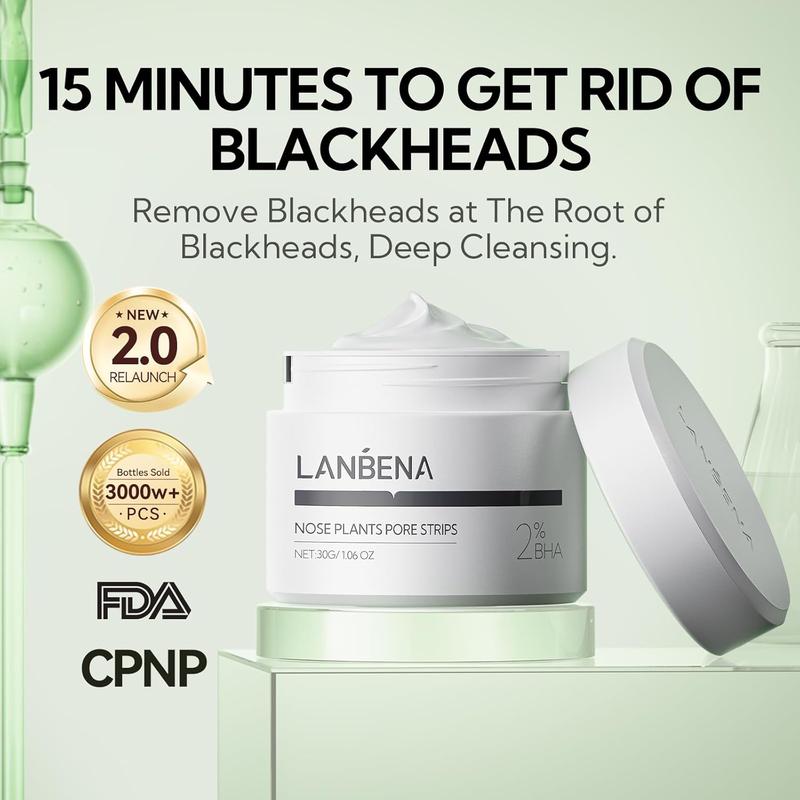 LANBENA Blackheads & Whiteheads Removal Kit for Clear, Radiant Skin: Facial Exfoliating Power, Acne Deep Cleansing, 30g Clay Mask, and Nasal Strips for a Fresh-Faced Glow! Skincare