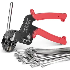 Metal Zip Tie Tool with 100 PCS 11.8 Inch 304 Stainless Steel Zip Ties, Heavy Duty Zip Tie Cutter and Tighter, for Chain Link Fence Ties and Exhasust Pipes