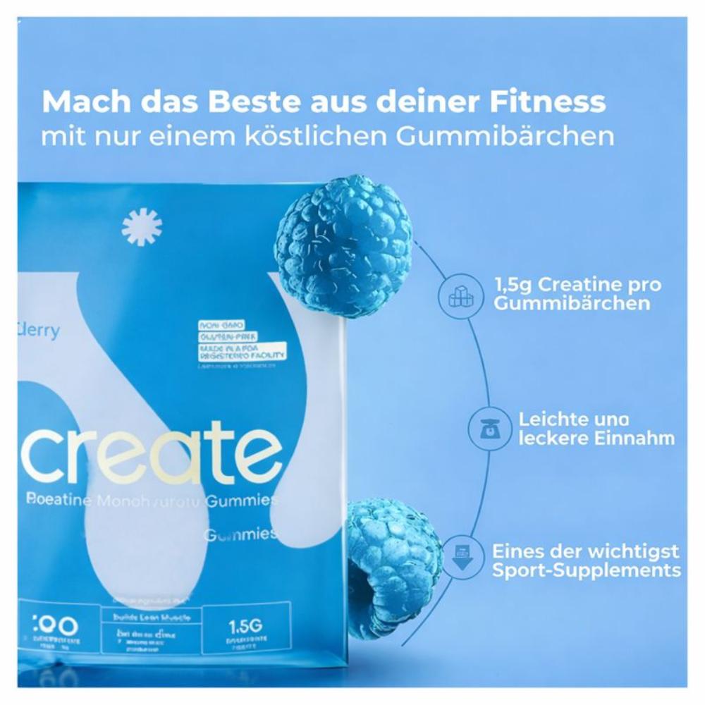 Create Creatine Monohydrate Gummies – Blue Raspberry Flavor, 1.5g ...