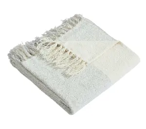Palm Aire Kiawah Beige/White 50" x 70" Woven Throw Blanket
