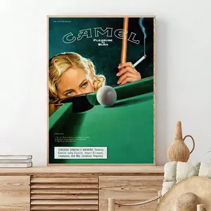 1pc Billiards Oil Painting Wall Art Decor, Smoking Print Canvas Print Artwork For Walls Poster Picture Graphic Prints Room Decoration, Modern Home Decor, Hallway Bedroom Office Study Living Room (unframed)