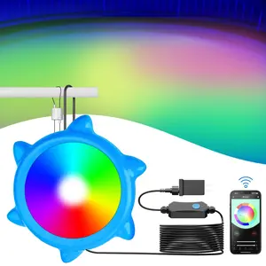 FALLVI LED Swimming Pool Light, APP and Button Dual Control, IP68 Waterproof Adjustable Length Swimming Pool Light, Suitable for Underground Swimming Pools and Inflatable Swimming Pools (1 Pack)