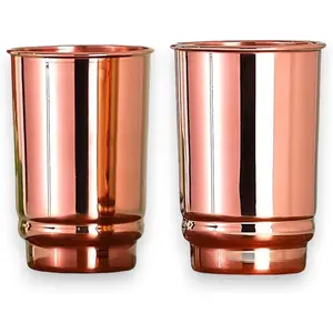 Pure Copper Drinking Cups - Ayurvedic Health Tumblers – 2 pcs. set -LACQUER Free | 350 Ml. (11.8 US Fl Oz) Traveller's Copper Cups for Ayurveda Health Benefits