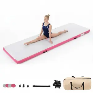 Durable Inflatable Air Gymnastics Mat for Yoga & Training - 4'' Thick Tumble Track - Non-Slip, Easy Setup, With Pump - Ideal for Home, Beach, Park, Water & Indoor Workouts