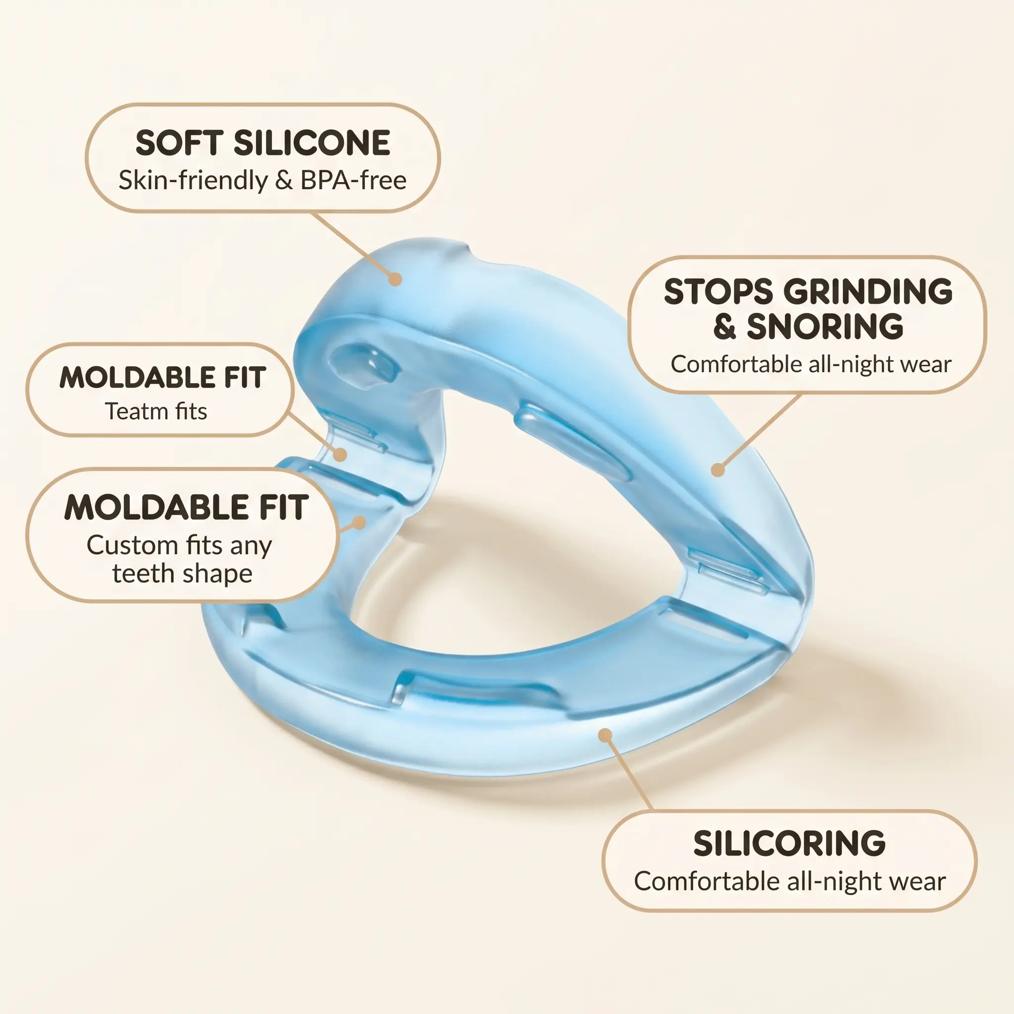 Adjustable Anti-Snoring Mouthpiece - Effective Snore Solution for Better Sleep, Nightguards for Grinding Teeth