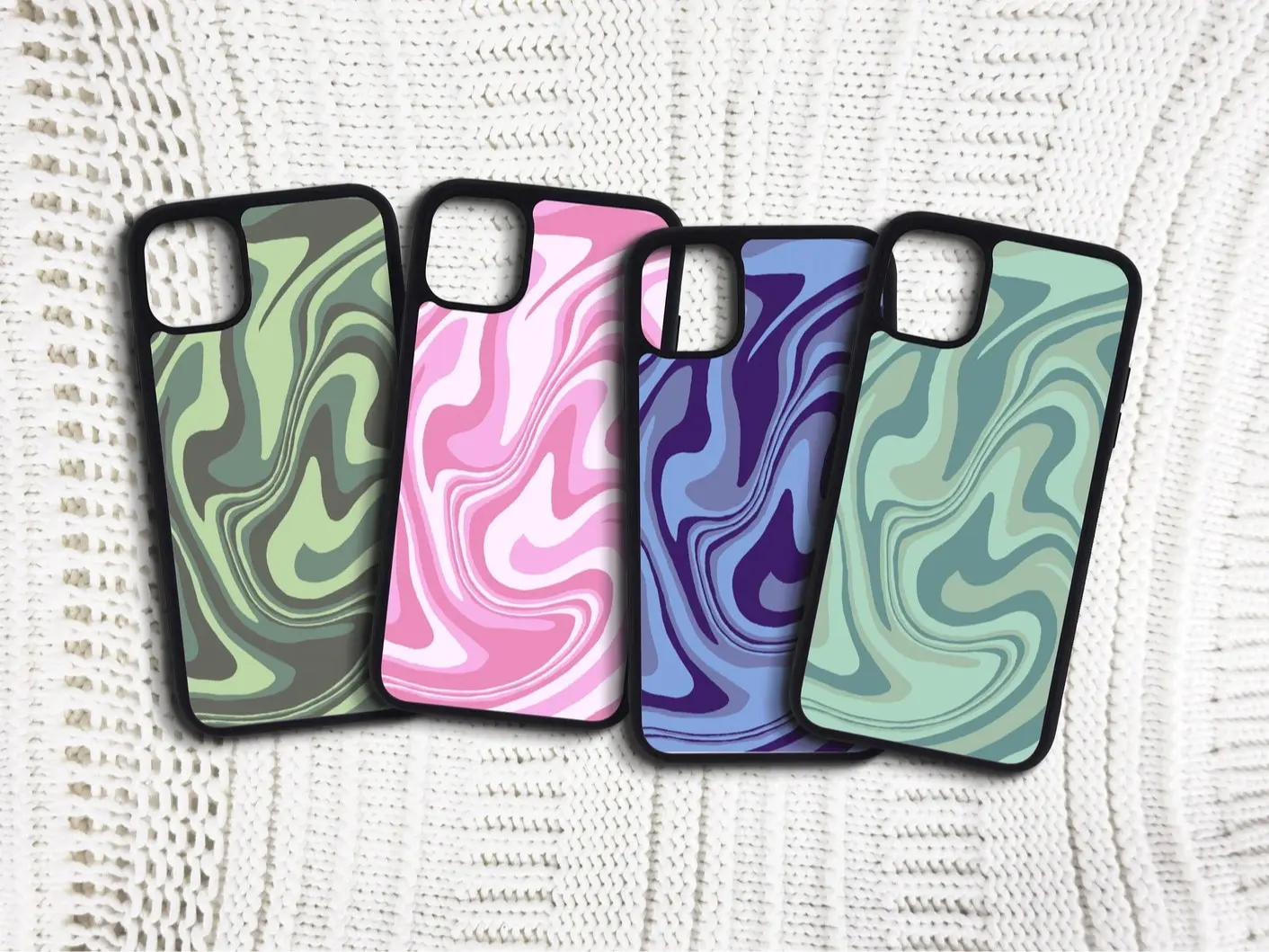 Trippy Swirl Phone Case, Marble Swirl Print Phone Case, iPhone 15, 14, 13, 12, XR, 11, X, 7, 8, Pro Max, Plus, Mini Cute Trendy Kawaii