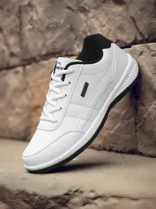 Men's Black & Red Color-block Casual Sports Shoes with Leather Upper, Non-slip Wear-resistant Sole, Soft Cushioned Support for Daily Commute and Street Style