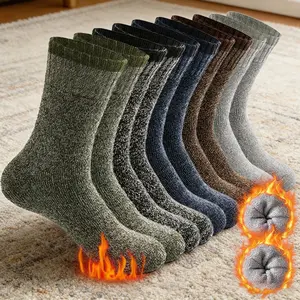 5 pairs/10 pairs of men's winter fleece-lined, thickened, warm men's socks, sweat-absorbent, double-stitched terry cloth socks, floor socks