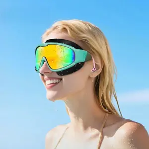 Aegend Adult Wide-View Swimming Goggles - Anti-Fog, UV-Protective, No-Leak Silicone Pool-Style Goggles for Swimming with Ear Plugs, Swimming Accessories for Men & Women