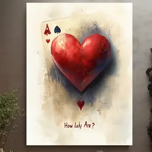 Heart-Shaped Wall Art with Frame - Vibrant Red Heart with Ocean and Sky Background, Perfect Valentine's Day Gift, Love-Themed Canvas Painting, Romantic Home Decor|Vivid Wall Art|wooden frame