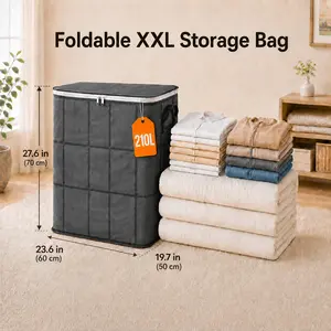 210L Extra Large Heavy Duty Moving Bags with Backpack Straps & Reinforced Handles, Dustproof Storage Bags for Clothes, Bedding & Travel, Zipper Closure Organizer for College Dorm, Closet and Home Organization