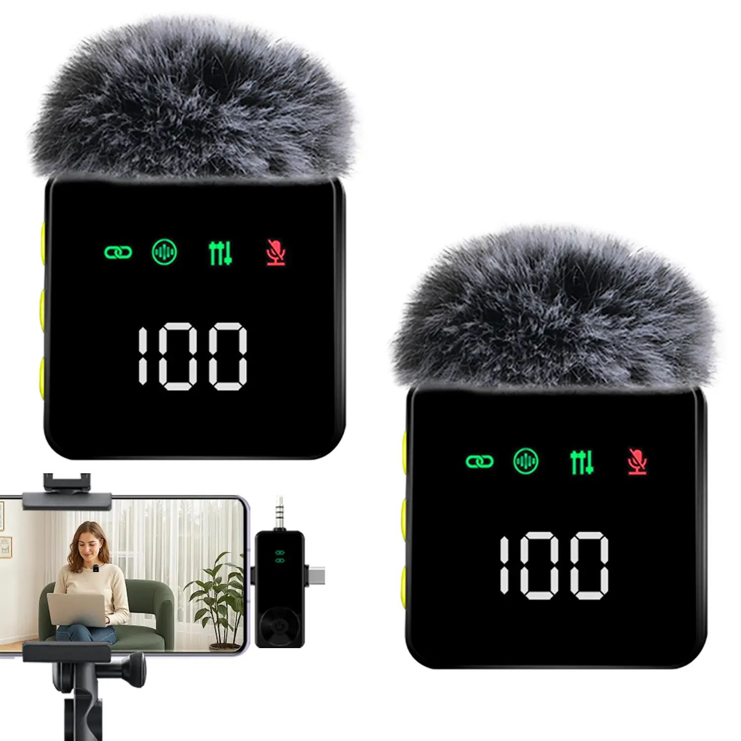 Lavalier Mic for iPhone, Wireless Vlogging Mic, Clip-On Lavalier Microphone, Bluetooth-compatible Audio Recorder, Ideal for Podcasts and Videos