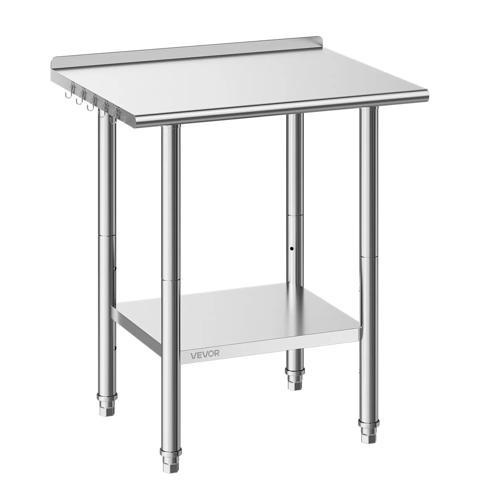VEVOR Stainless Steel Work Table, 24x30 Inch Food Prep Table with Backsplash, Commercial Kitchen Workstation with Adjustable Undershelf, Metal Heavy Duty Utility Worktable, for Restaurant Home Outdoor#BacktoSchool