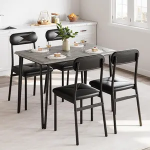 4-Piece Dining Table Set For Small Spaces-Apartment Size Kitchen Table With Chairs-Space Saving Modern Design-For Breakfast Nook
