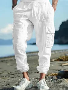 Men's Medieval Cargo Pants, Renaissance Viking Pirate Costume, Vintage Linen Trousers, Casual Fitted Pants, Ideal for Halloween & Cosplay Parties