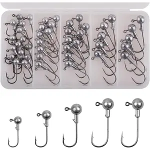 Jig Heads Unpainted Crappie Jig Heads Round Ball Heads Jig Hooks Fishing Jig Heads Saltwater Freshwater Fishing Bass Trout Walleye