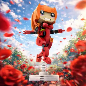 199PCS Cute Anime Style Twin Tail Girl Building Blocks Set, Durable ABS Plastic, DIY Easy Assembly Brick Toy, Cute Girl Character Model, Desk Display Collectible Ornament, Home Bedroom Office Decor, Birthday Gift, Christmas Gift, New Year Gift