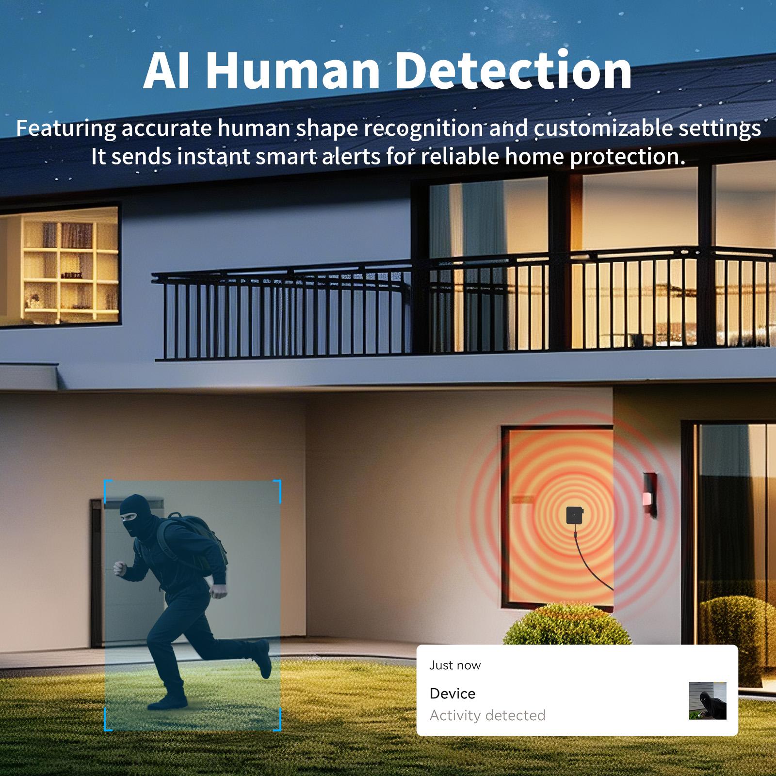 [Summervibes] 2K 3MP WiFi Window Security Camera, No Extra Fee, Indoor Glass Mount Surveillance Cam with Full Color Night Vision, Dual Band 2.4G/5G WiFi, AI Human Detection, Two-Way Audio, No Drill Install for Home Yard Patio Baby Elderly Safety