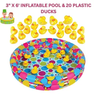 Duck Pond Matching Game for Kids – Inflatable Pool & 20 Numbered Ducks | Outdoor Water Carnival Game, Backyard Birthday Party & Field Day Fun Activity for Toddlers & Children