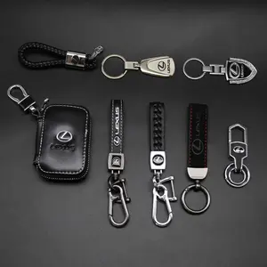 Metal Keychain PU Leather Key Ring, Car Logo Key Chain, Durable Key Holder, Unisex Fashion Key Accessory for Lexus