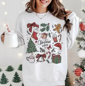 Hand drawn Christmas Icons DTG Printed Christmas Sweatshirt or T-Shirt