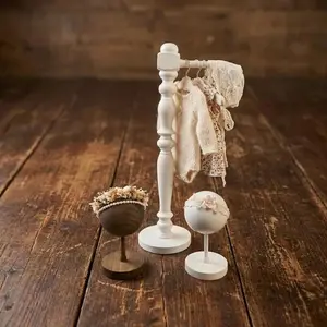 Wooden Baby Head Model Photography Prop, Newborn Mini Wooden Hat Rack, Infant Accessory Display Stand, Home Daily Use