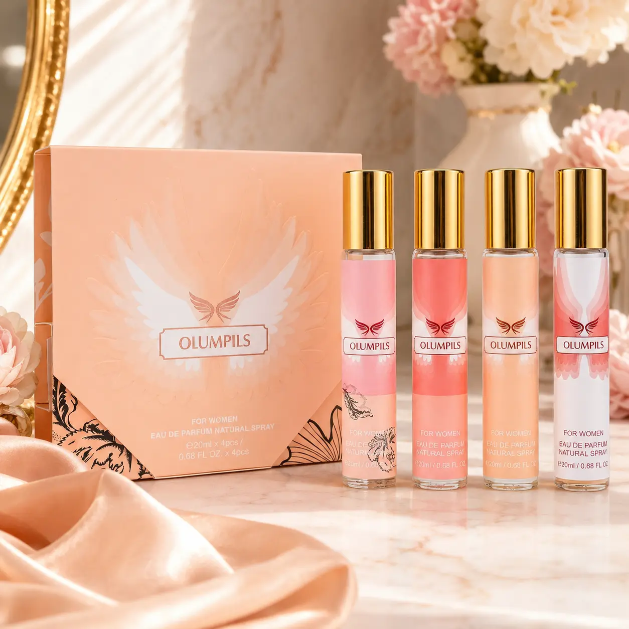 Women's Mystical Olumpils 4Pcs Perfume Gift Set, 4x20ml (0.68 Fl Oz) Long Lasting Eau De Parfum - Bottle-Shaped Floral Fruit Micro Mini Travel Size Purse Spray, Long Lasting Protection Fragrance, Bottle-Shaped Women's Fragrance, Floral Perfume Bottle Wome