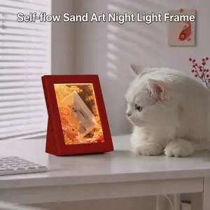 Sand Art Photo Frame Night Light, Creative Gift Ornament；Self-Circulating Sand Frame Night Light, Healing Desktop Decor； Sand Lamp Photo Frame, Thoughtful Birthday Holiday Gift；perfect for home decor and an ideal gift for lovers and kids.Gift Box Packed