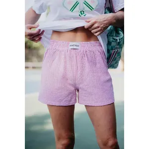 Pink Striped Ladies Boxer Shorts