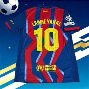 2025 2026 Home Red Blue Yamal 10 Short sleeve Soccer jersey