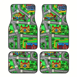 2pcs/4pcs 90s Vintage Racing Track Durable Car Floor Mats, Automotive Interior, Suitable for In-Car Use, Enhances Driving Comfort, Specially Designed for Drivers and Car Owners, Persian Car Floor Mats, Suitable for Trucks, Sedans, SUVs, Christmas
