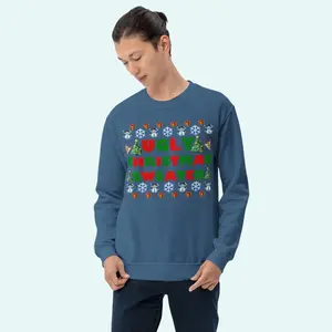 UGLY CHRISTMAS SWEATER Unisex Sweatshirt by MojiOG - In White, Black & Multiple Colors - Fun Holiday Emoji Tipsy Elves Style Design - Cozy & Comfy Winter Wear - Gift for Friends, Family, Co-Workers, Classmates etc. - Funny Christmas Spirit Seasonal Attire