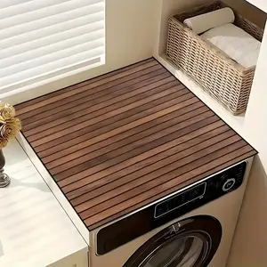 1pc Wooden Grain Pattern Polyester Absorbent Mat - Heat-Resistant Kitchen Countertop Drying Mat, Dish Draining Mat, Bathroom Sink Cup & Washing Machine Protector for Home & Laundry Room, Dish Drying Mat for Kitchen Counter, Natural Aesthetic Decor