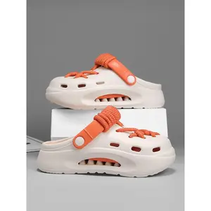 Unisex Sporty Minimalist Lace Up Clogs, Casual Comfortable Breathable Clogs, Fashionable Outdoor Sports Sandals for Daily Wear