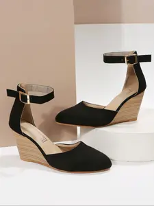 Elegant Comfortable Slip-On Wedge Shoes for Women, Soft Textile Material, Wide Fit Design, Perfect for Daily Wear & Casual