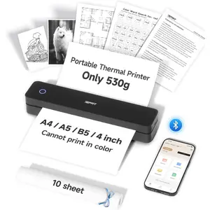 MT610 Portable Thermal Printer, 300DPI  Mobile-Travel-Printers, Inkless--Small-Printer for  Use, Office, ,  Printers Supports 8.5 x 11  Letter&A4&A5, Deep Black