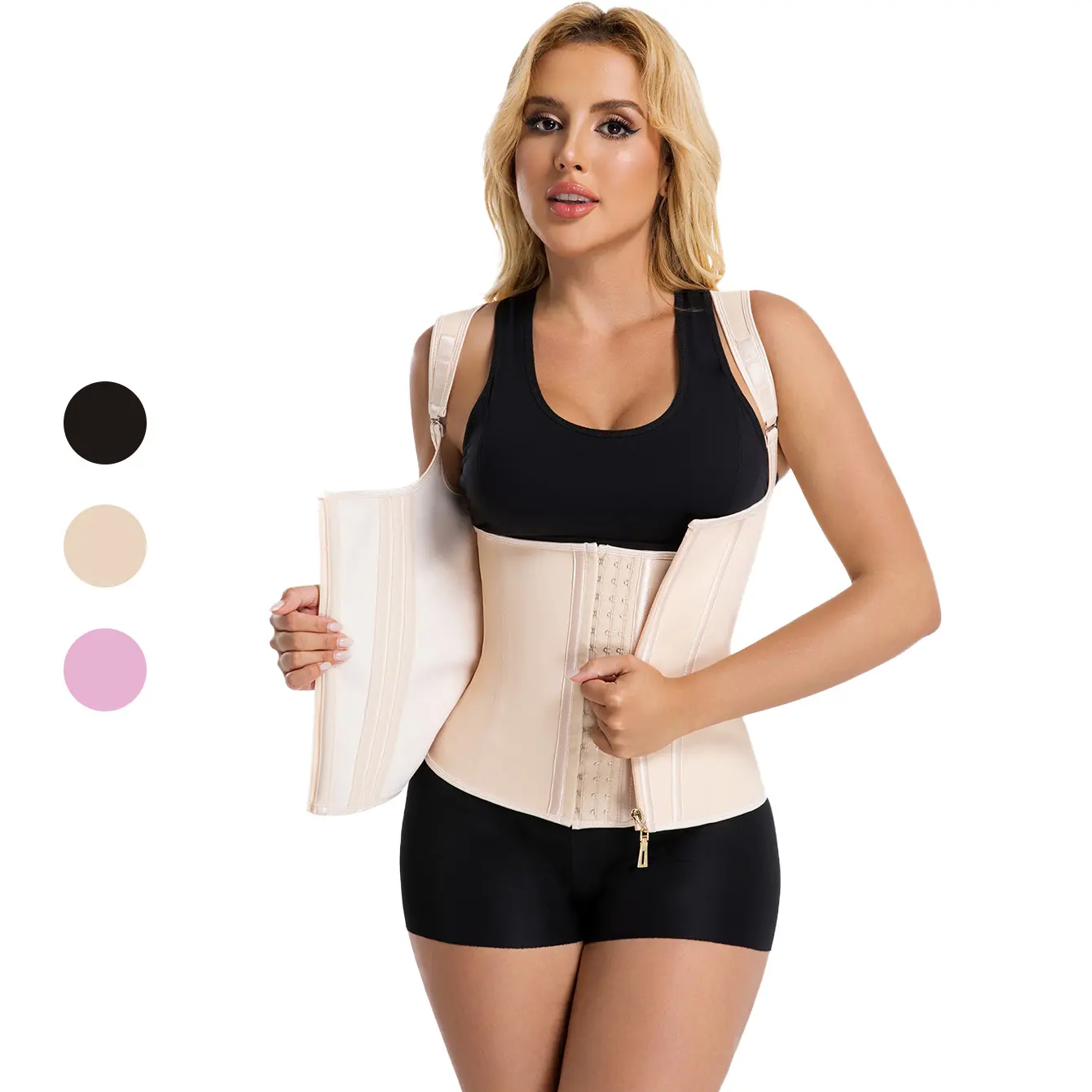 ZGQNBELLE Women Waist Trainer Tummy Control Fajas Colombianas Zipper Front Vest Body Shaper Postpartum Girdle Snatched Corset Back Support Seamless Slimming Underwear Spring Prep