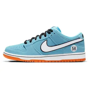 Nike Dunk Low Pro SB 'Gulf' Men's Skateboarding Sneakers - White & Blue Leather Upper Durable Rubber Sole All Seasons
