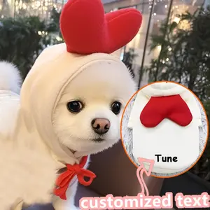 Customizable Pet Hoodie with Heart Design - Oversized 3D Hooded Sweatshirt for Small to Large Dogs, Machine Washable, Polyester, Autumn & Winter Pet