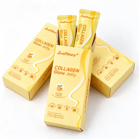 【Summer Clearance】LeafStory Collagen Glow Reset Jelly (6/10/14 Sticks): Orange Flavor, Collagen, Support Skin Health & Elasticity, Support Hair & Nails, Stress Relief & Nerve Health, Sugar-Free, Gluten-Free, Non-GMO, Gelatin-Free, Natural Ingredients-G