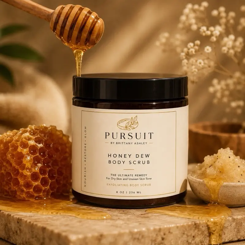 Honey Dew Body Scrub Body Care Exfoliant Cleanser Cleansing Cosmetic Skin Repair Skin Care Argan Argan Oil Nourishing Blend organic honey Pomegranate