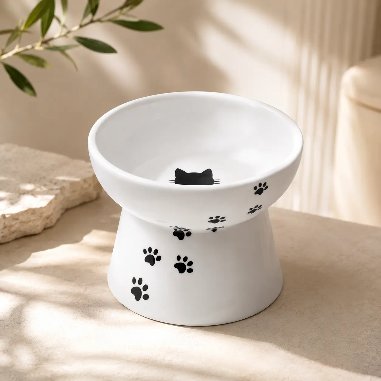 Raised Ceramic Cat Bowl for Cats